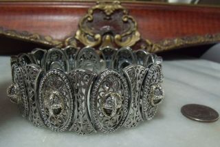 Vintage Sterling Silver Very Heavy Fleur De Lis Cross Bracelet By Doug Paulus