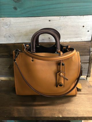 Coach Rogue Bag Glove Tanned Pebbled Leather 20315 Butterscotch Handbag Rare