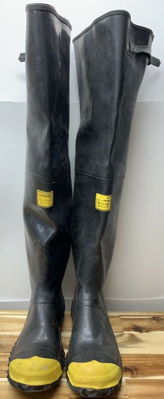 Vintage Ranger 28 " Black Rubber Steel Toe Hip Waders Men 