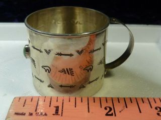 Vintage Native American Navajo Sterling Silver Green Turquoise Baby Cup J Smith