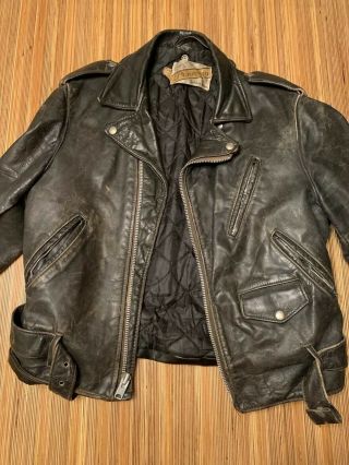 Perfectly Worn Schott Bros.  Perfecto 42 Leather Motorcycle Jacket American Punk