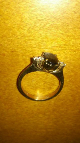 Vintage 14k Yellow Gold Dark Blue Oval Sapphire And Diamond Ring,  2.  6 Grams