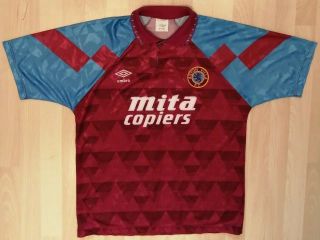 Aston Villa Fc Umbro Vintage Home Shirt 1990 - 1992 Pit To Pit 21.  5 " /97 - 102 Cm