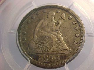 1852 Seated Liberty Quarter Pcgs Vf 30 Almost Xf Rare Key Date Coin