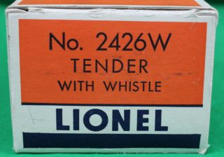 Vintage Lionel No.  2426w Tender With Whistle Empty Box