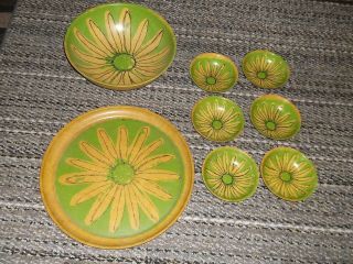 Vintage Ultra Rare 8 Piece Eaton Ware Salad Set Bowls Platter Santa Ana Ca