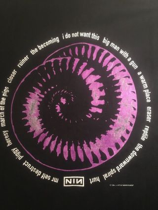 Vintage Nine Inch Nails T - Shirt 1994 Sizexl Embroidered Nin 1994 Downward Spiral