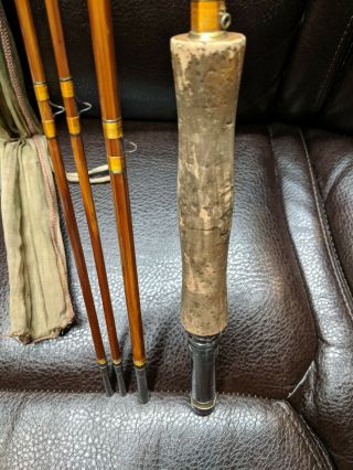 Vintage South bend No 59 8 1/2 ' Bamboo Fly Rod w extra tip Canvas Case 3