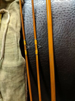 Vintage South bend No 59 8 1/2 ' Bamboo Fly Rod w extra tip Canvas Case 7