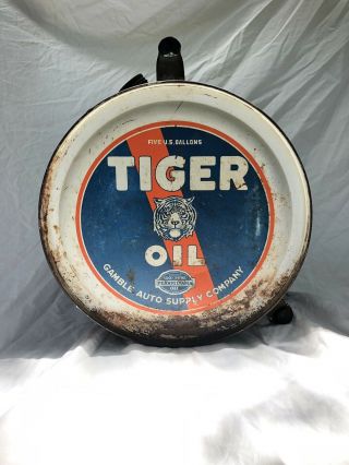 Vintage Tiger Oil Gamble Auto Supply Rocker Can Pennsylvania Oil