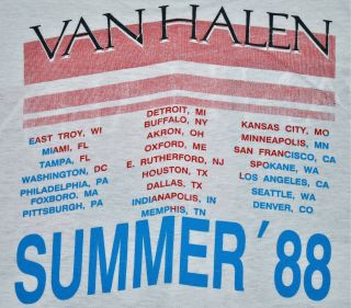 Vintage 80s 1988 VAN HALEN OU812 Summer Concert Tour T SHIRT Mens Thin Soft XL 6