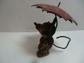 Walt Disney Vintage Antique Metal Mickey Mouse Holding Umbrella 6