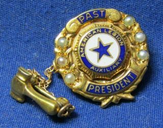 Wwii 1/10 10k Gold American Legion Auxiliary Past President Pin Great Shape