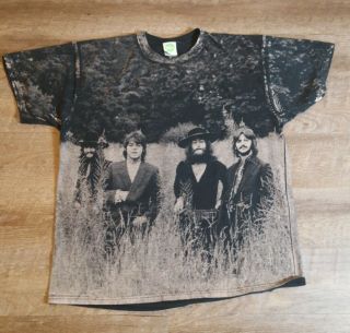 Vintage The Beatles All Over Print Shirt 2005 Size Xl Apple Corps Field Rare