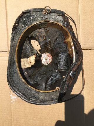 “destroyed” Vintage Cairns Leather Fire Helmet Firefighting Memorabilia Badge
