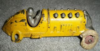 Vintage Hubley Yellow Racer 2137 13 / Cast Iron Race Car / Paint / No.  6