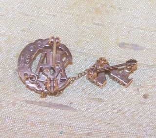 VINTAGE Lambda Chi Alpha fraternity 10K gold pin / badge w/ rubies Zeta Tau OLD 2