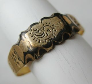 Fine Antique Victorian 14k Gold Engraved Sweetheart Band Ring Sz 7 3/4