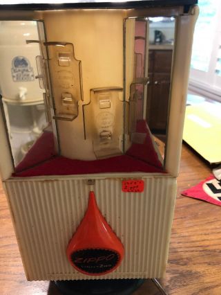 Vintage Circa 1950’s ZIPPO Lighter Advertising Display Case Lighted And Moves 5