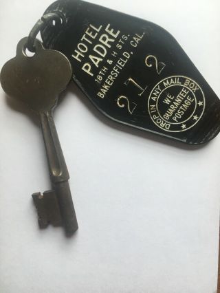 Vintage Hotel Padre Room Key Bakersfield Ca Room 212