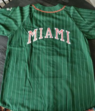Vtg 90s University Of Miami Hurricanes Classic Stripe Starter Baseball Jersey Xl