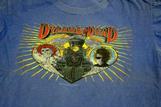 Vintage 1987 Grateful Dead & Bob Dylan Concert Tour T - Shirt Rick Griffin Design