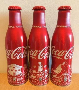 Coca Cola Aluminium Bottle Heidi Switzerland 2017 Full Set Never Released Rare