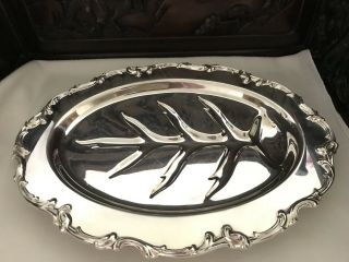 Gorham Silverplate Footed Vintage Oval Meat Serving Tray Platter 16 " 3/4 "
