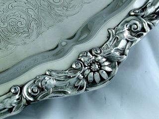 1925 Deco F.  B.  Rogers Silver Co.  Sunflower Scalloped Footed Heavy Serving Tray
