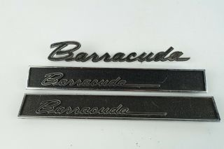 1966 Plymouth Barracuda Door Panel Fender Emblem Set Oem Vintage 66