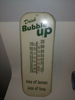 Vintage Bubble Up Metal Advertising Thermometer Sign
