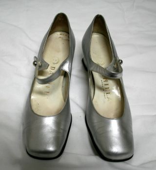 Womens Silver Enzo 1960s Vintage Shoes Made In Italy