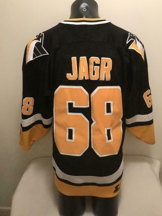 Vtg Jaromir Jagr 68 Pittsburgh Penguins Starter Jersey Mens Large Sewn/Stitched 2