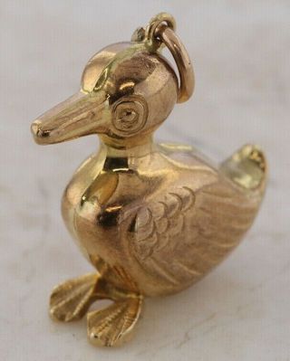 Vintage 9ct Yellow Gold Hollow Duck (2.  3g) Charm