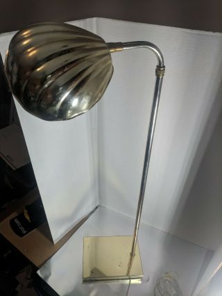 Vintage Brass Clam Shell Reading Floor Lamp - Mid Century Modern