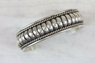 Vintage Tc Indian Native Sterling Silver 925 Cuff Bracelet Wire Work 6.  75 "