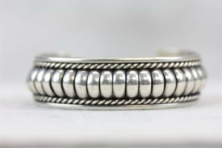 Vintage TC Indian Native Sterling Silver 925 Cuff Bracelet Wire Work 6.  75 