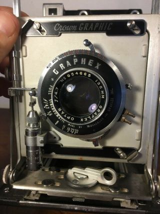 Vintage Graflex Crown Graphic Graphex 4 X 5 Camera Wollensak 135mm Press Film 2