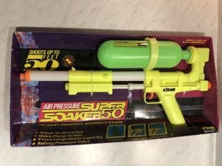 Nib Vintage 1990 Larami Soaker 50 - Water Squirt Toy Gun Rare Collectible