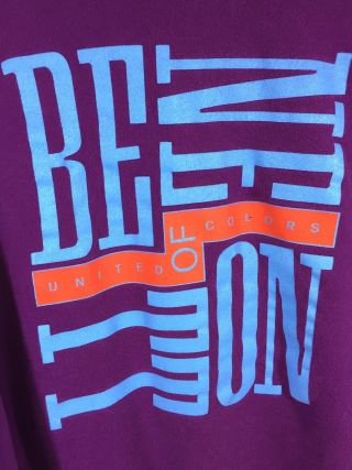 Vintage 90 ' s United Colors Of Benetton Sweatshirt Size Large Purple Big Logo 3