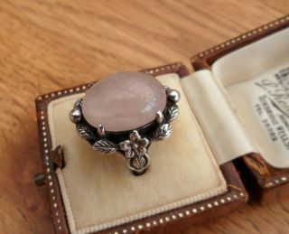 Vintage Arts And Crafts Silver Rose Quartz Bernard Instone Ring