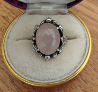 Vintage Arts and Crafts Silver Rose Quartz BERNARD INSTONE Ring 3