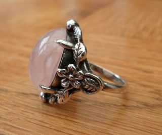 Vintage Arts and Crafts Silver Rose Quartz BERNARD INSTONE Ring 5