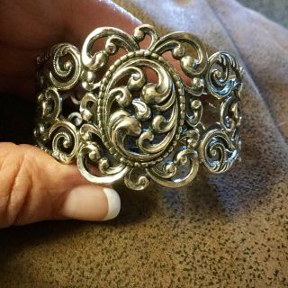 Vintage Sterling Silver Cuff Bracelet Danecraft Very Ornate 28.  4grams Bold