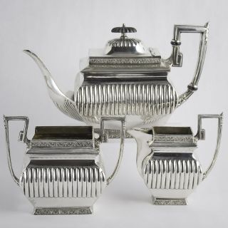 Silver Plated Victorian 3 Piece Tea Service D&a Teapot,  Cream Jug,  Sugar Bowl