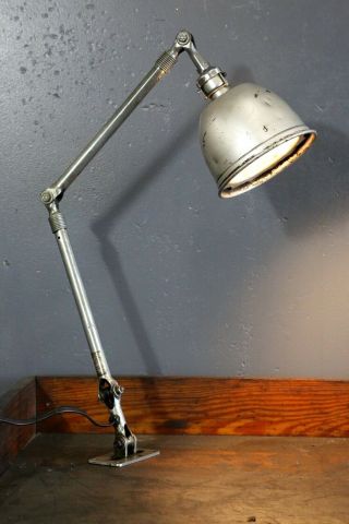 Vintage 1950s Ajusco Industrial Articulated Work Lamp Light Drafting Table Gray