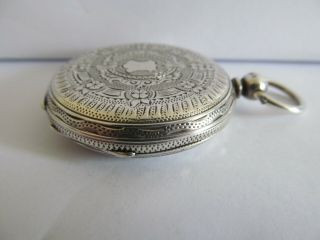 1886 Antique fob pocket watch solid silver full hunter fantastic cond ?? 8