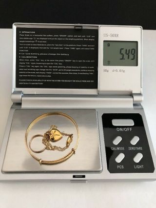 Vintage 10k Yellow Gold Baby Bracelet Ring & Necklace Set 5.  49 Grams