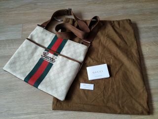 Gucci Gg Vintage Messenger Bag Crossbody Unisex 189816 With Dust Bag