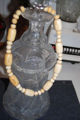 Vintage Bone Beads Necklace 18 " Long